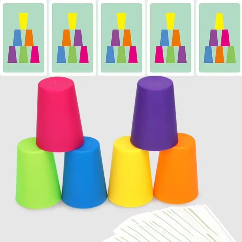 Montessori Education Toys For Children Interactive Battle Quick Stacking Cups Competitive Color Cognition Kids Educational Games