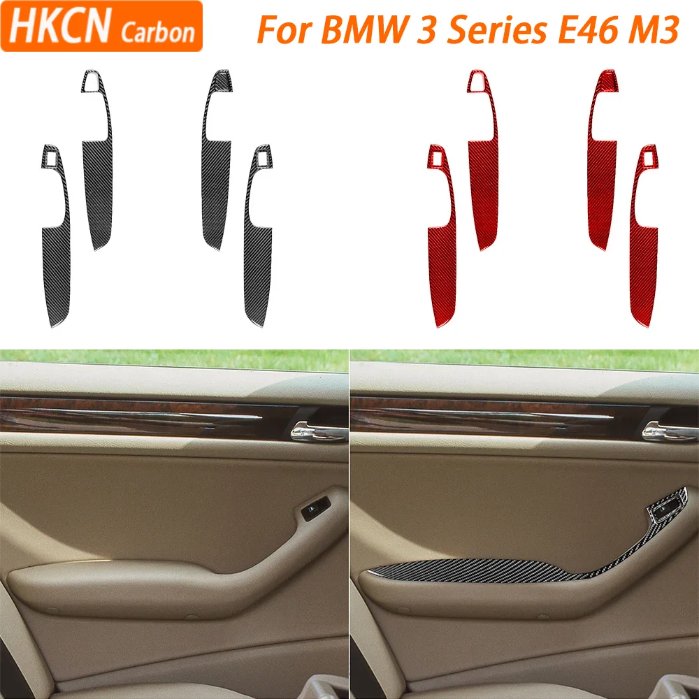 

Real Carbon Fiber Door Armrest Window Lift Panel For BMW 3 Series E46 M3 1998-2005 Trim Cover Car Interior Accessories Sticker