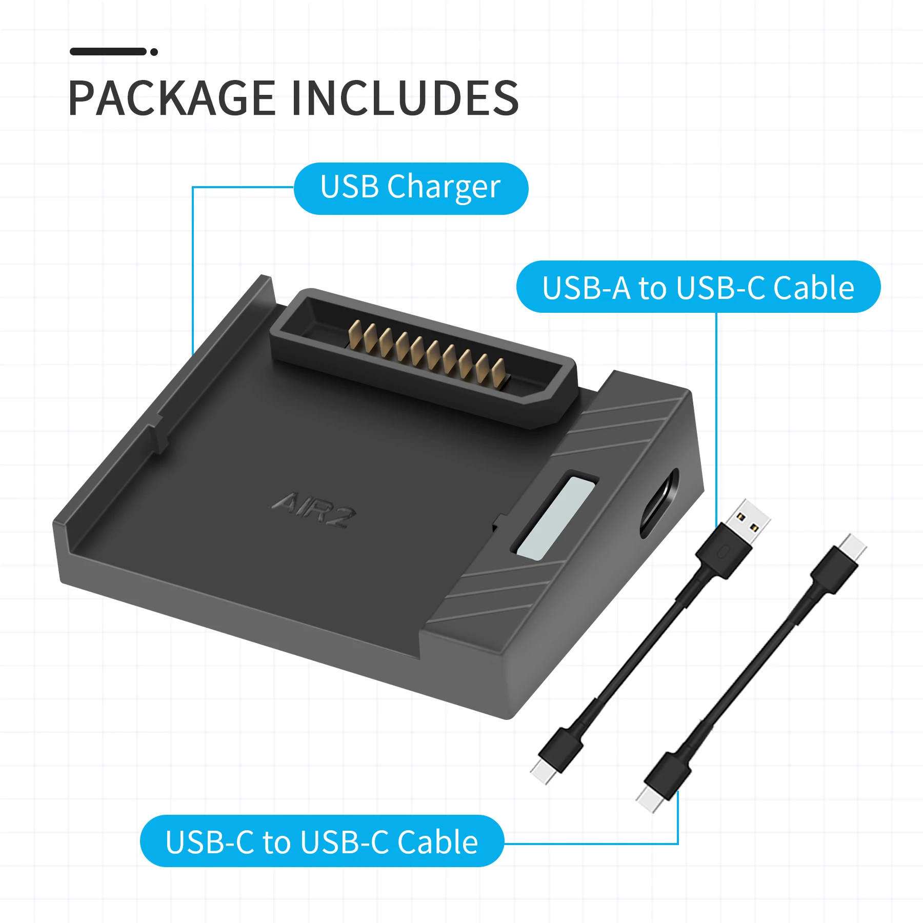 USB Battery Charger For Mavic Air 2 /2S Drone Fast Charger Battery USB Charging With TYPE C Cable  Accessories