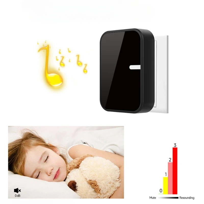 Self Powered Doorbell Battery Free Waterproof 200 Meter Ultra Long Distance(US Plug)