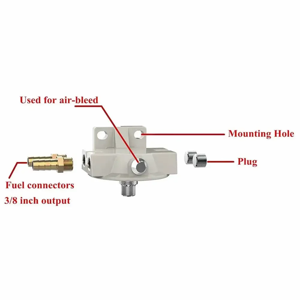 R12T Fuel Filter Base NPT ZG1/4-19 with 2 Fittings & 2 Plugs for 120AT S3240; For W712/75 OP 570 Oil Filter, 5M2101-5M2107