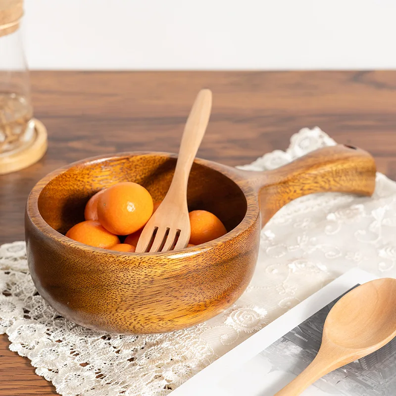 Spoon Solid Color Tableware Wooden Spoon Water Ladle Soup Spoon Snail Powder Long Handle Spoon Rice Scooping