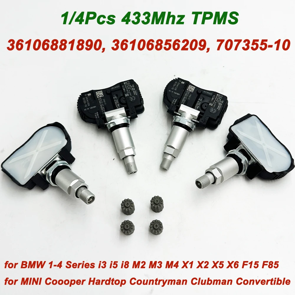 

Датчик давления в шинах TPMS 1/4 шт. для BMW X5 F15 F85 X2 F39 F48 X6 F16 F86 Mini 36106881890 6855539 36106856209 707355-10 433 МГц