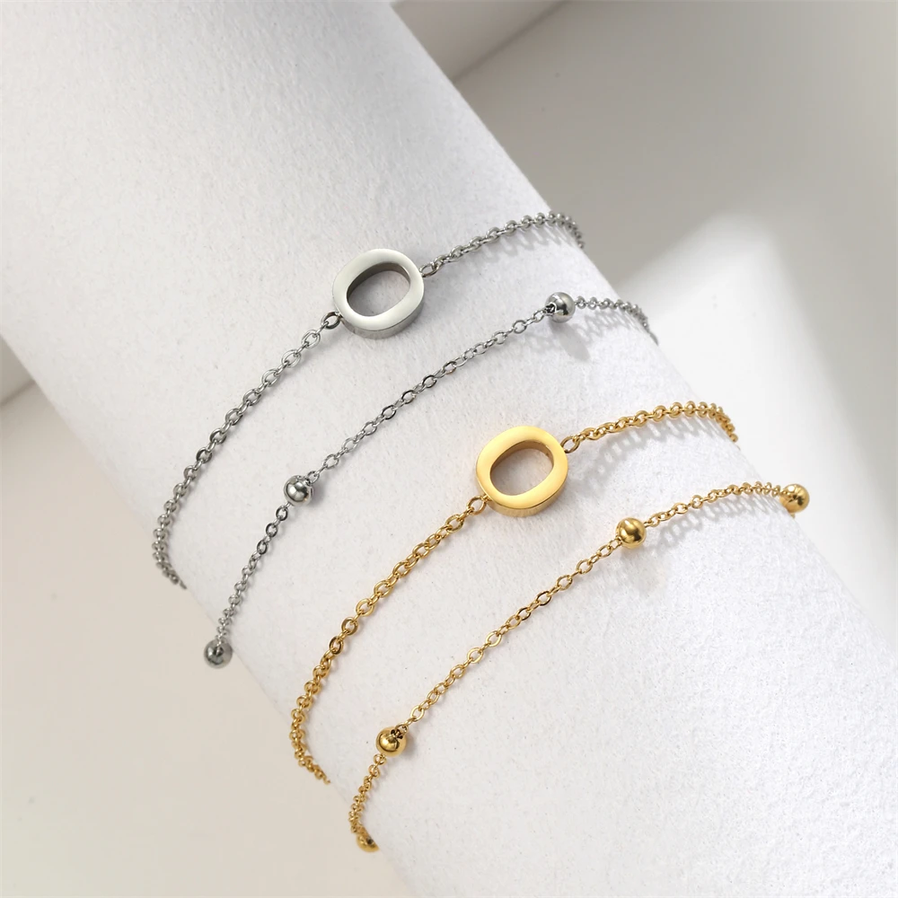 Cazador Edelstahl-Armband mit Doppelketten für Damen, Anfangsbuchstabe A-Z, Alphabet-Schmuck, 2026, Armband an der Hand, Geburtstagsgeschenk – Detail 7