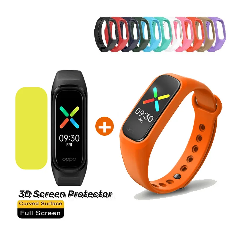 

For OPPO Band EVA 2in1 Silicone Strap Band + 3PCS Anti-scratch HD Screen Protector