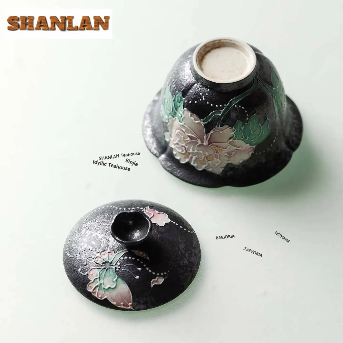 140ml Hand Painted Night Bloom Peony Gaiwan Ancient Tea Tureen Tea Bowl With Lid Kit Tea Making Cover Bowl Cafes Supplies Gifts