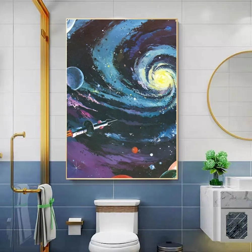 Universe Space Poster Sticky HD Quality Wall Art Retro Posters for Home Kawaii Room Decor