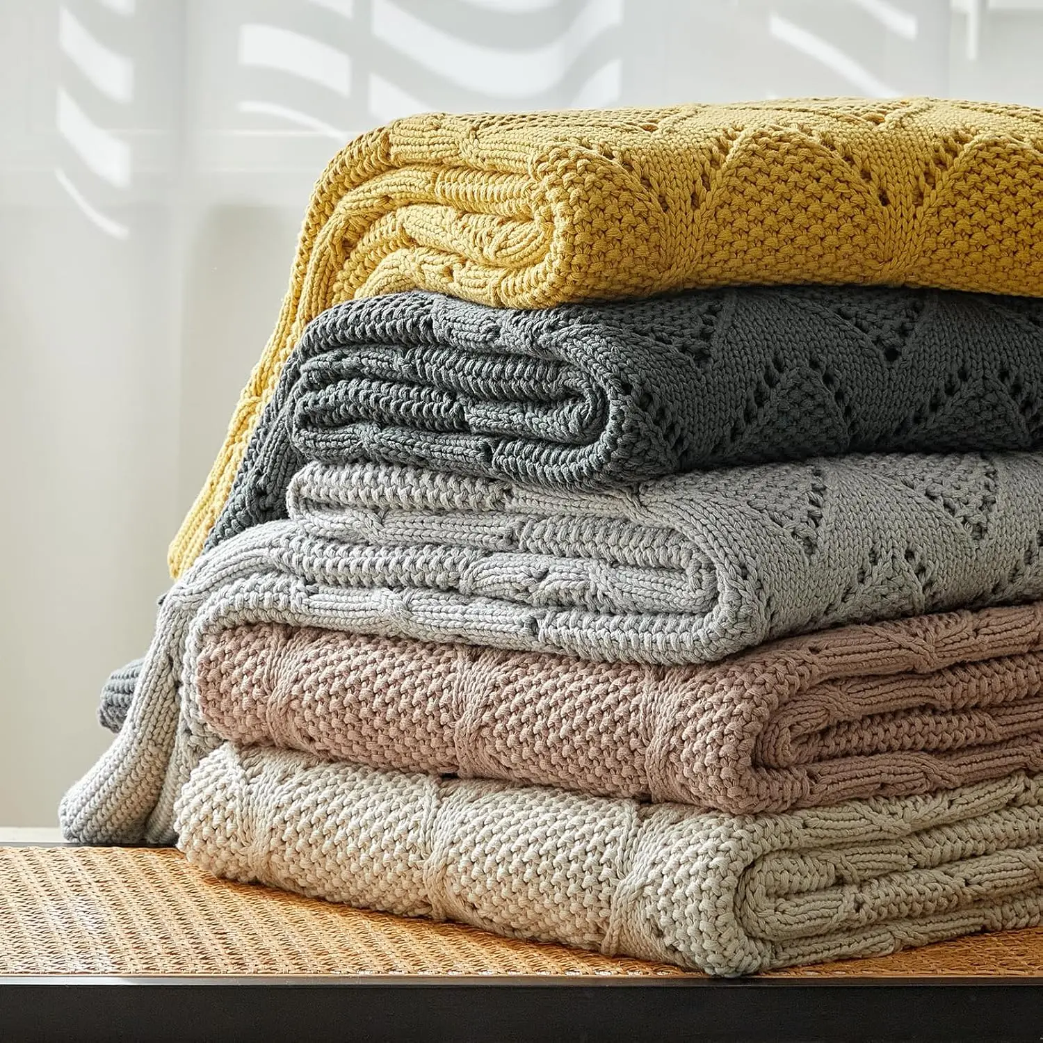 

Chunky Cotton Knit Throw Blanket For Couch, Sofa, Bed, Or Chair, Decorative Breathable Fall Cable Knit Blanket 60 X 80 Hes,