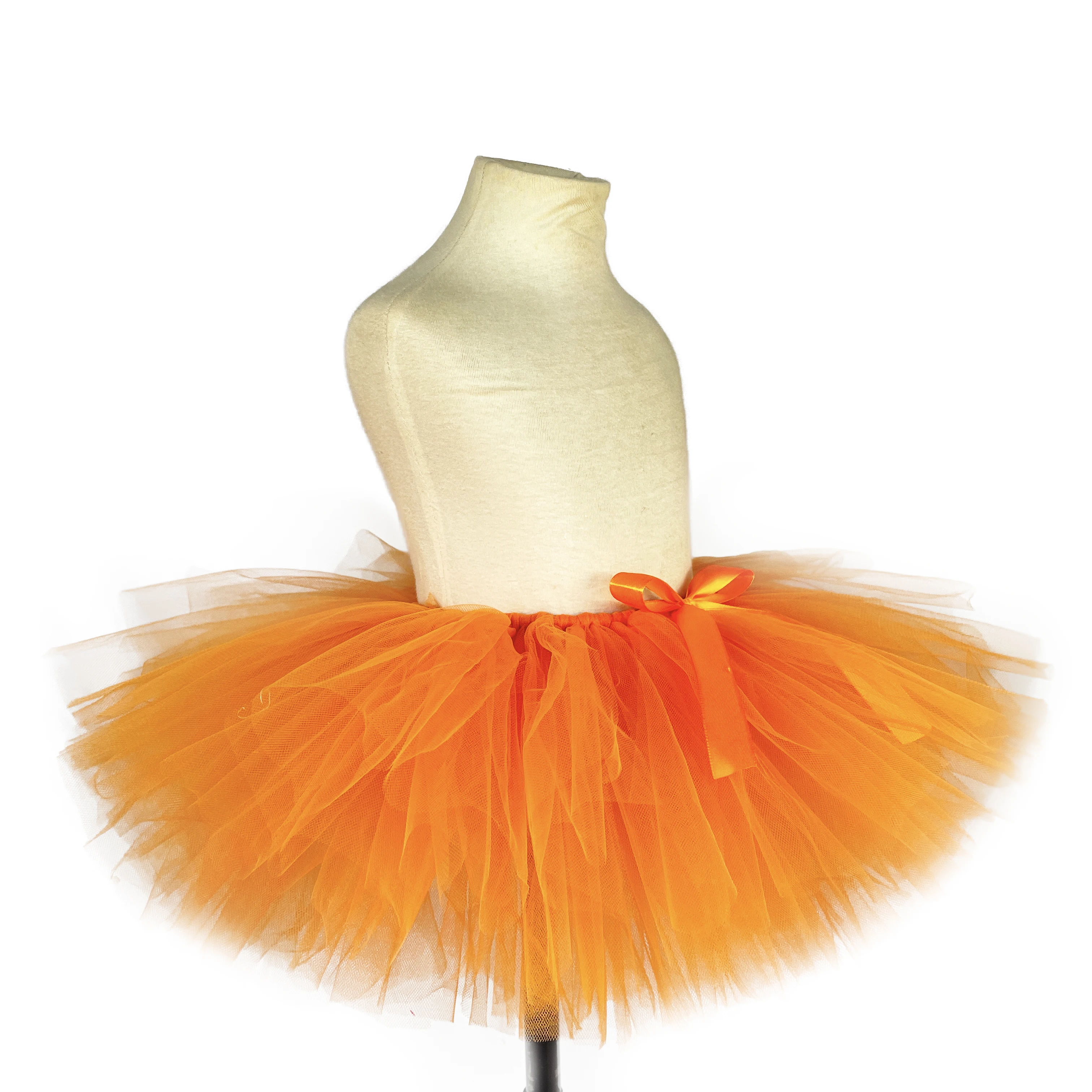 Girls Orange Pumpkin Tutu Skirts Baby Ballet Tulle Pettiskirts with Hairbow Kids Birthday Halloween Cosplay Party Costumes Skirt