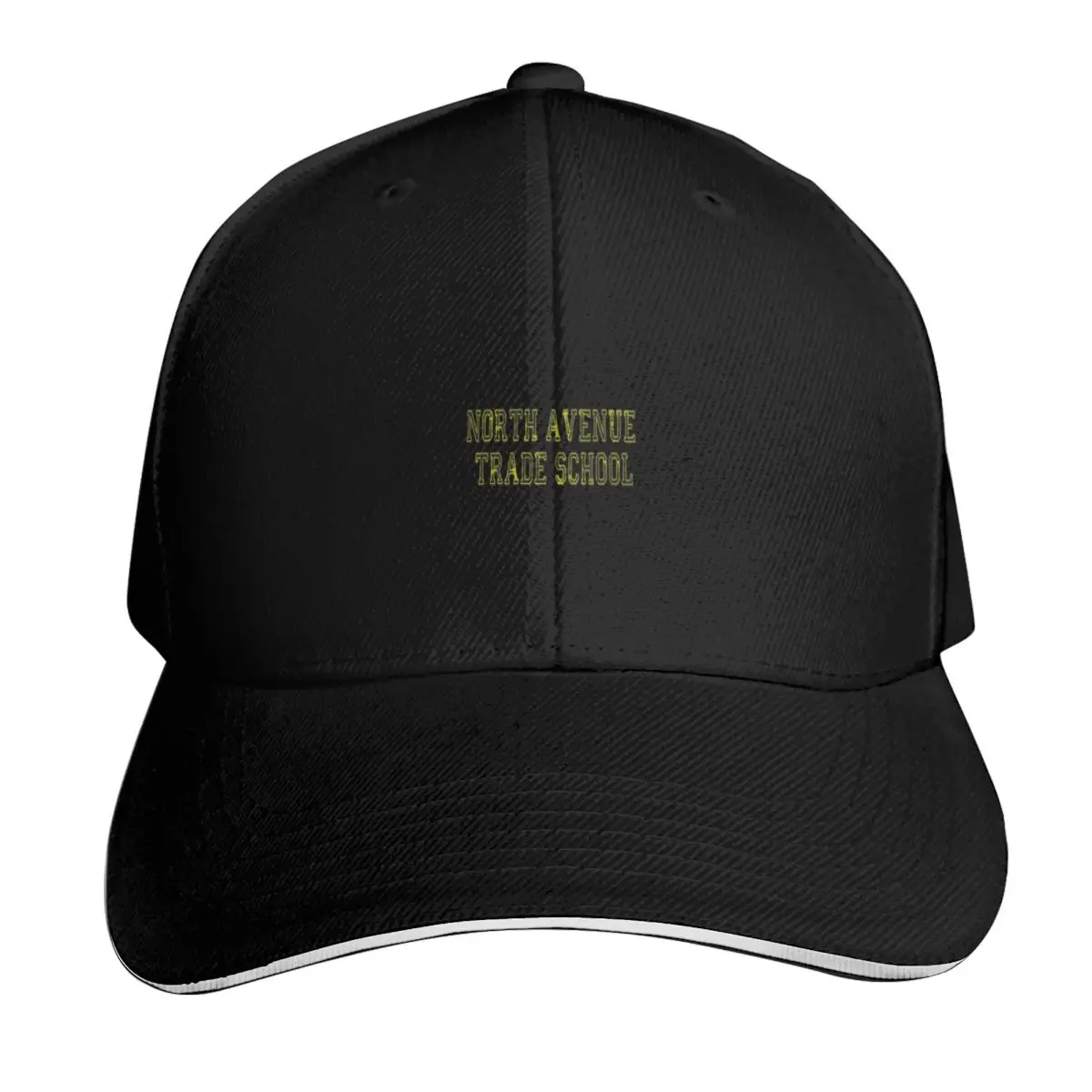 North Avenue Trade School Baseball Cap Cotton Twill Breathable Contrast Two Tone Brim Snapback Flat Bill