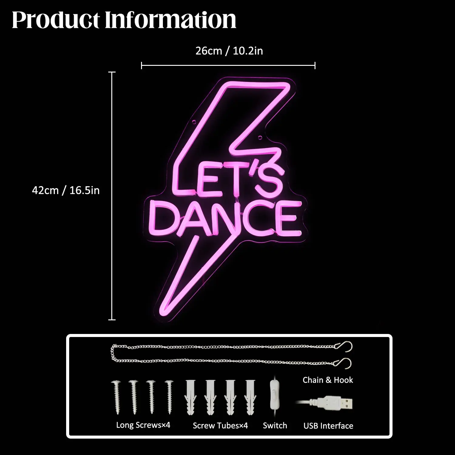 Let's Dance Neon Sign Letter Neon Signs for Bedroom Bar Wedding Birthday Dancing Party Prom Night Decor Girl Gifts