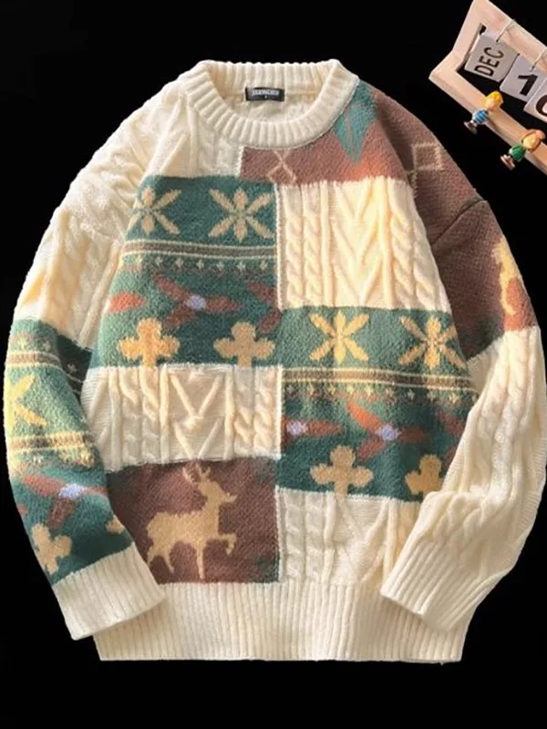 

Утепленный вязаный свитер с узором для мужчин и женщин, теплый и мягкий, парный, осенне-зимний, новый, повседневный стиль