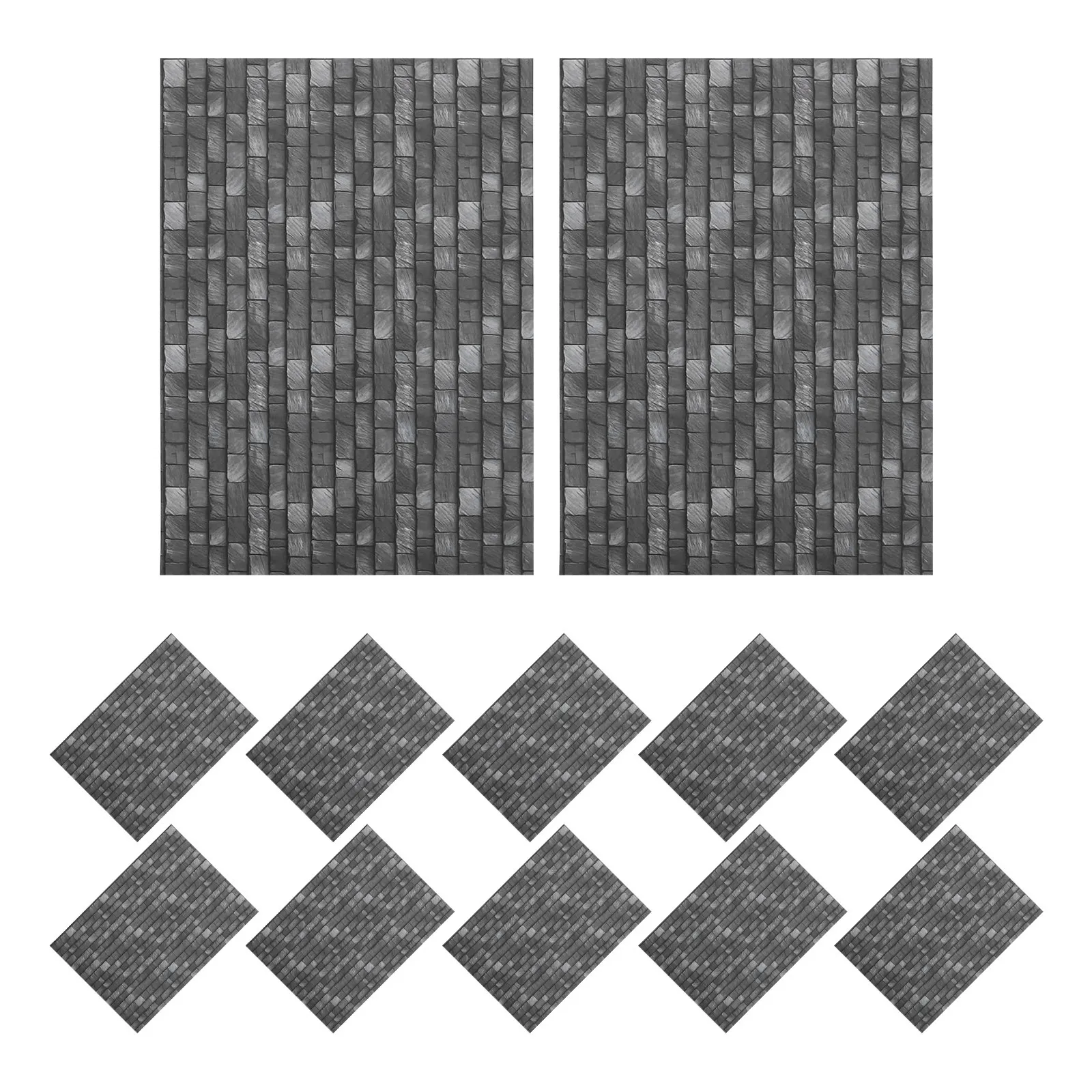 

12Pcs Realistic Brick Pattern Self Adhesive Dollhouse Wallpaper and Flooring Sheets for Mini House Floor Decor Vintage Mini