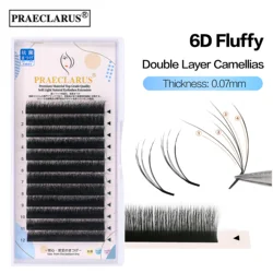 Praeclarus 6d flauschige w-Form Wimpern verlängerung Doppels chicht Kamelien wimpern natürliche weiche mehr schicht ige falsche Wimpern Auto-Fan Wimpern