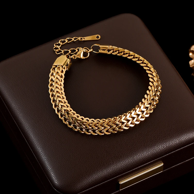 316L Stainless Steel Thick Chain Necklace & Bracelet Set