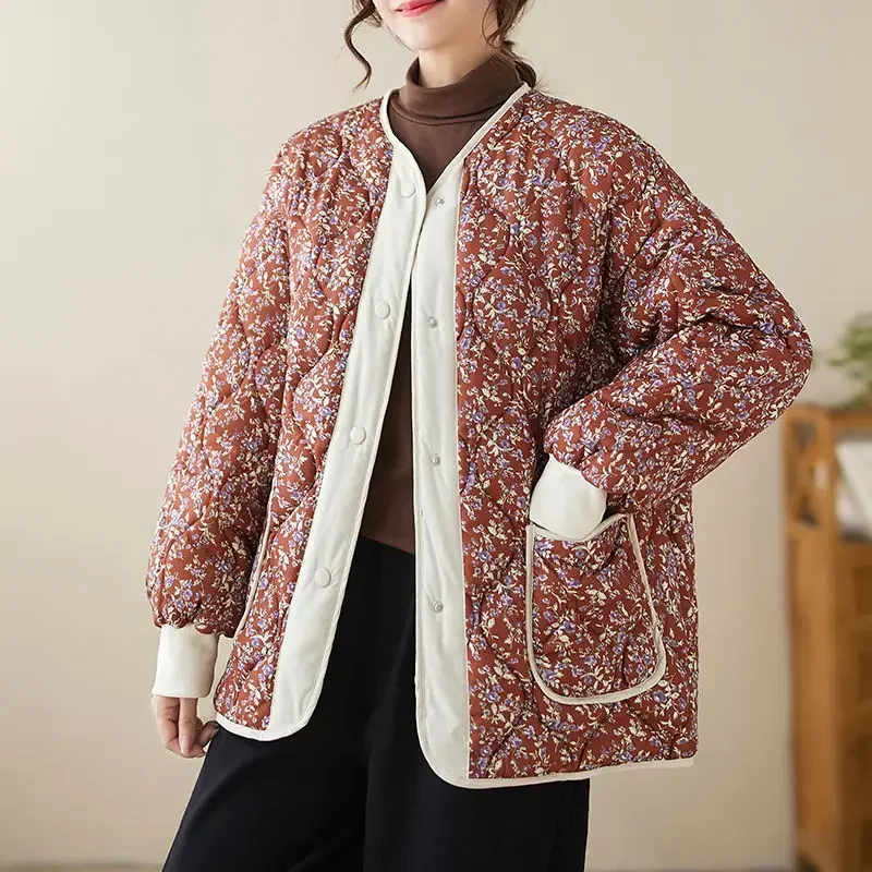 

Осень/зима 2022, новая женская пуховая хлопковая куртка, свободная хлопковая куртка с принтом для поездок на работу