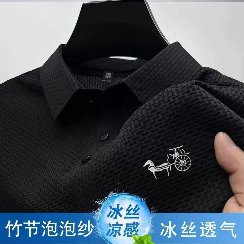 تي شيرت صيفي جديد مضاد للبكتيريا بأكمام قصيرة تي شيرت رائع للرجال علامات كاملة ومنعشة للتنفس قميص بولو علوي
