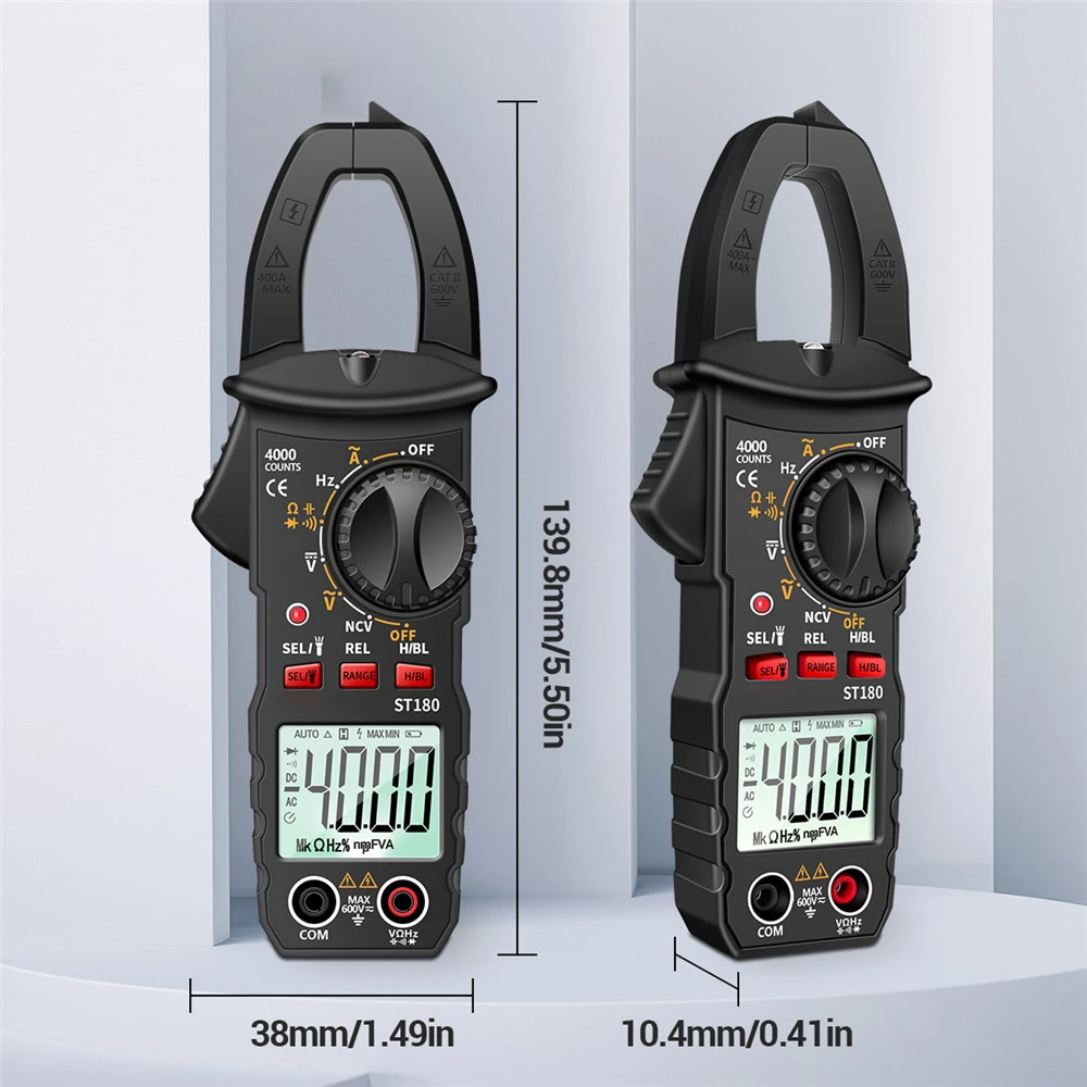 Podofo 4000 Counts Digitales Zangenmultimeter mit Auto-Range-Funktion, Handheld-Stromzangenmessgerät, NCV-Stromfrequenzdetektor, Hintergrundbeleuchtung, Datenspeicherung, AC-Strom-, Spannungs-, Widerstands-, Kapazitäts- und Frequenztester für die elektrische Wartung – Detail 10