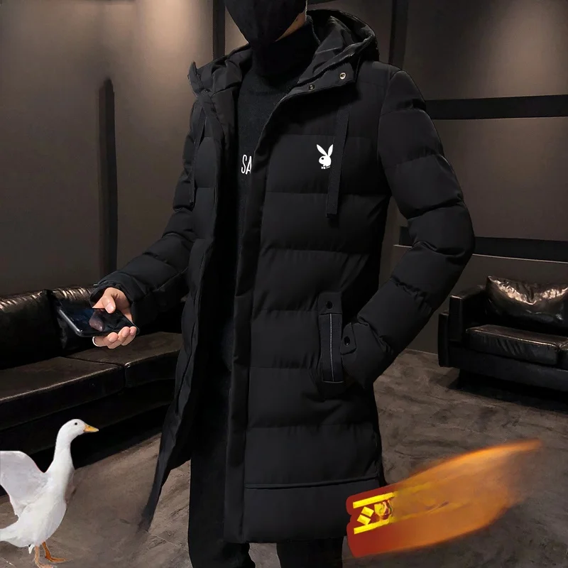 

Мужское хлопковое зимнее пальто-джато в Корейском стиле, облегающее пуховое хлопковое молодежное пальто большого размера с капюшоном, теплое Thiened