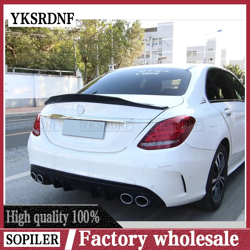 

Спойлер для Benz C класса W205 C63 C180 C200 C250 C260 2014-2020 лет седан глянцевый черный заднее крыло из настоящего углеродного волокна