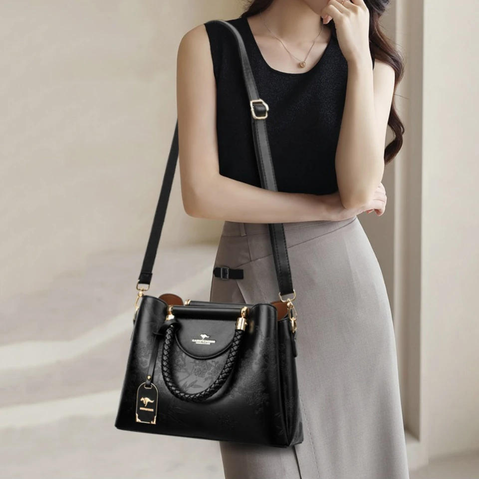 Luxury Women Handbag Designer Retro Floral Embossed PU Leather Crossbody Bag Large Capacity Shoulder Bag High Quality Women Bags