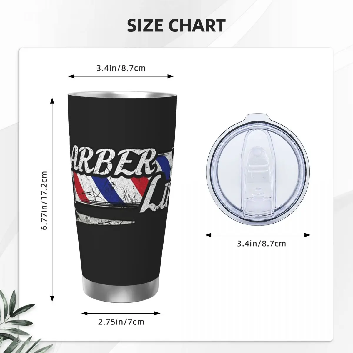 Barber Shop Sign Entrance Stainless Steel Tumbler Vacuum Insulated Mugs Thermal Cold Cup Straw With Lid 20oz