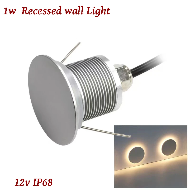 

1W Minimalism Recessed wall Light Outdoor Decorative 12V Mounted LED Stair Step lights Porch Corridor Sconce Lighting