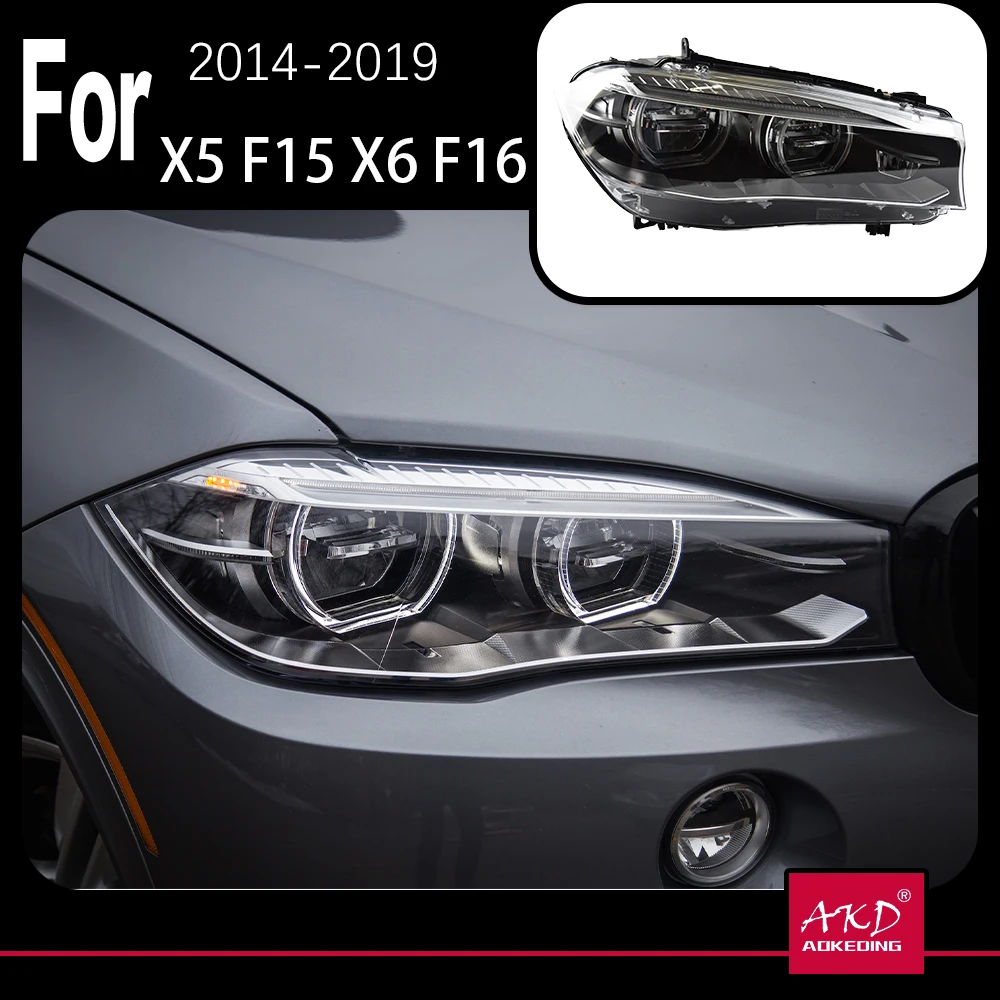 

AKD Car Model Head Lamp for BMW X5 F15 Headlights 2014-2018 X6 Angel Eye Headlight LED DRL Signal Lamp Automotive Accessories