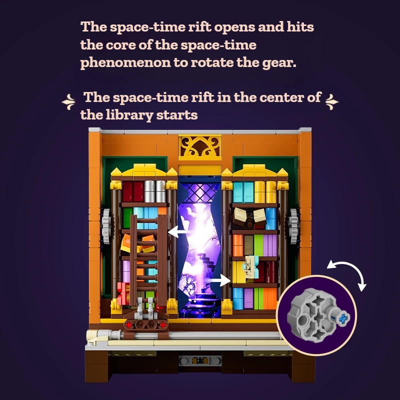 ชุดตัวต่ออาคารห้องสมุดสไตล์สตีมพังก์ ชุดแตกจุดเวลาและพื้นที่ ของตกแต่งแนวเรโทร วิวถนนย้อนยุค ของสะสม ของเล่น ของขวัญ