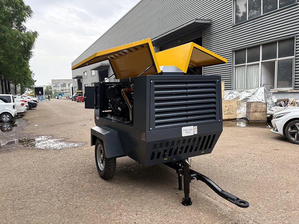 280cfm 10bar Diesel Air Compressor Cummins Engine Two-wheeled Mining Screw Air Compressor For Sale