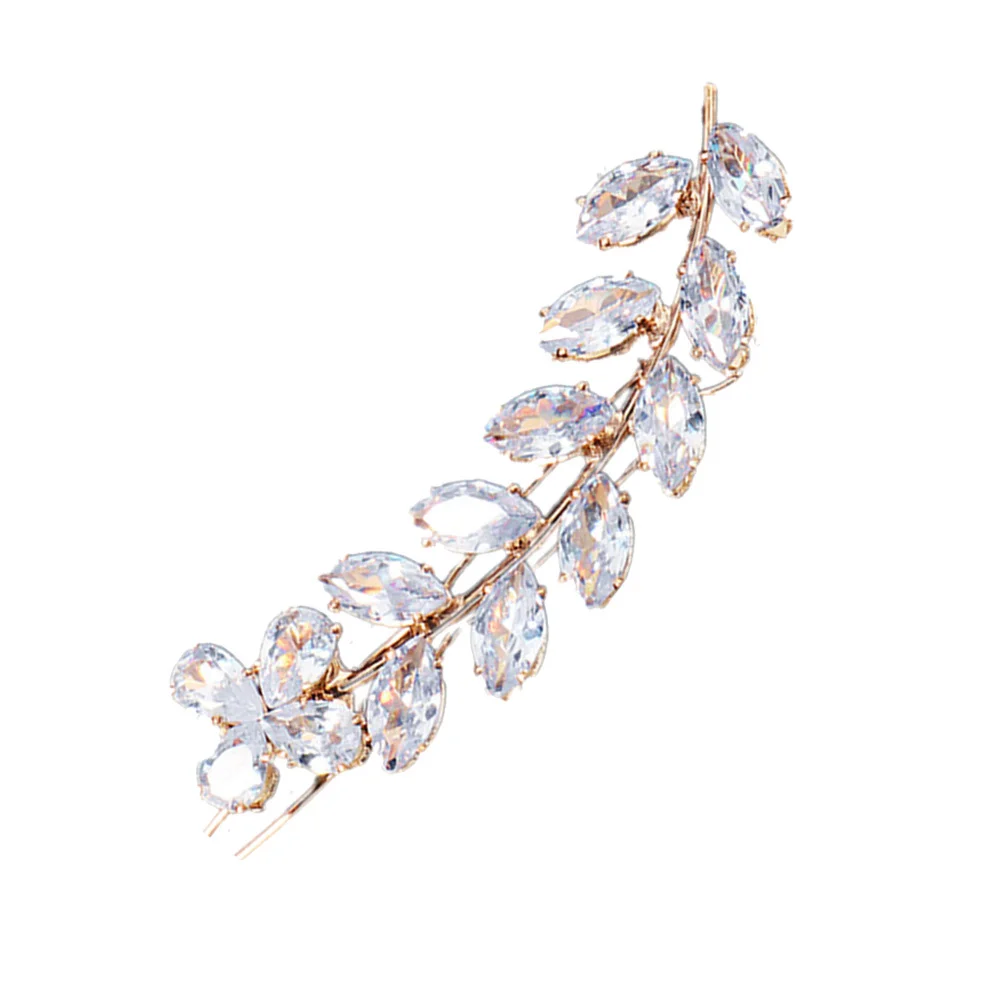 

1Pcs Chic Zircon Hair Clip Leaf Design Hairpin Elegant Barrette for Women Girls Hair Adornment Styling Accessory Party Headdress