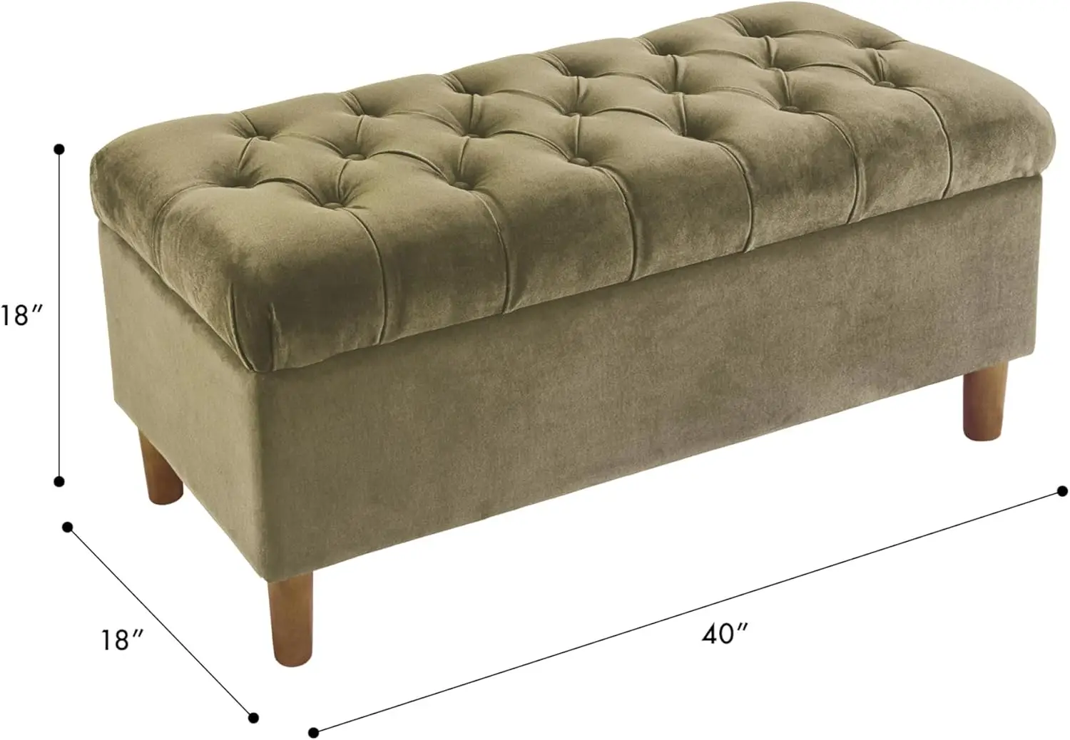 Tufted Ainsley Button Storage Ottoman Bench with Hinged Lid | Ottoman Bench with Storage for Living Room & Bedroom,Light Sage Gr