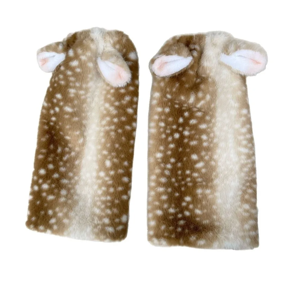Soft Thickened Deer Ear Leg Warmers High Tube Fawn Print Socks Versatile Boot Covers Winter