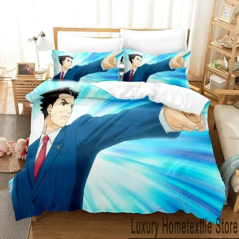 

3D Print Ace Attorney Anime Bedding Set Boys Girls Twin Queen King Size Duvet Cover Pillowcase Bed boys Adult Home Textileextile