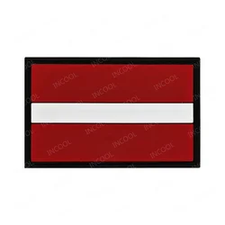 3D Rubber PVC Latvia National Flag Patches Latvijas Embroidered Flags Hook Loop Badges Appliqued For Clothing Backpack