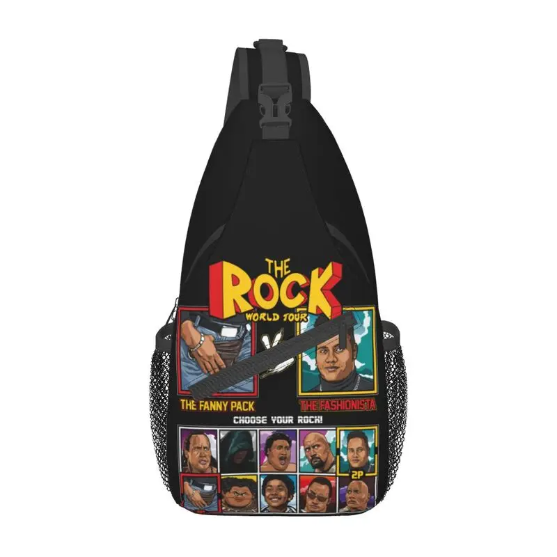 Dwayne the Rock Johnson Fighter bolsa de memória masculina, mochila casual de ombro, mochila de peito para ciclismo, acampamento