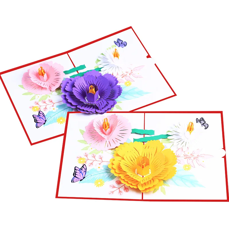 10pcs Handmade Hollow Flower 3D Pop UP Greeting Invitation Card For Shower Thanks Christmas Wedding Birthday Party Gift