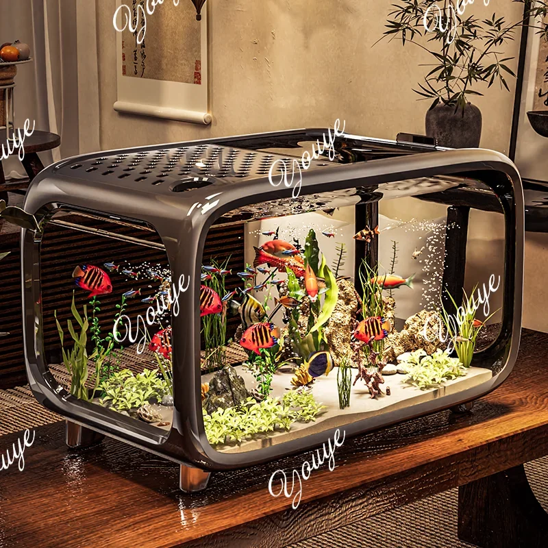 A63  Home Living Room Ornamental Fish Tank Ecological Landscape Filtration Oxygen Generation Aquariums Multi-functional Feeding