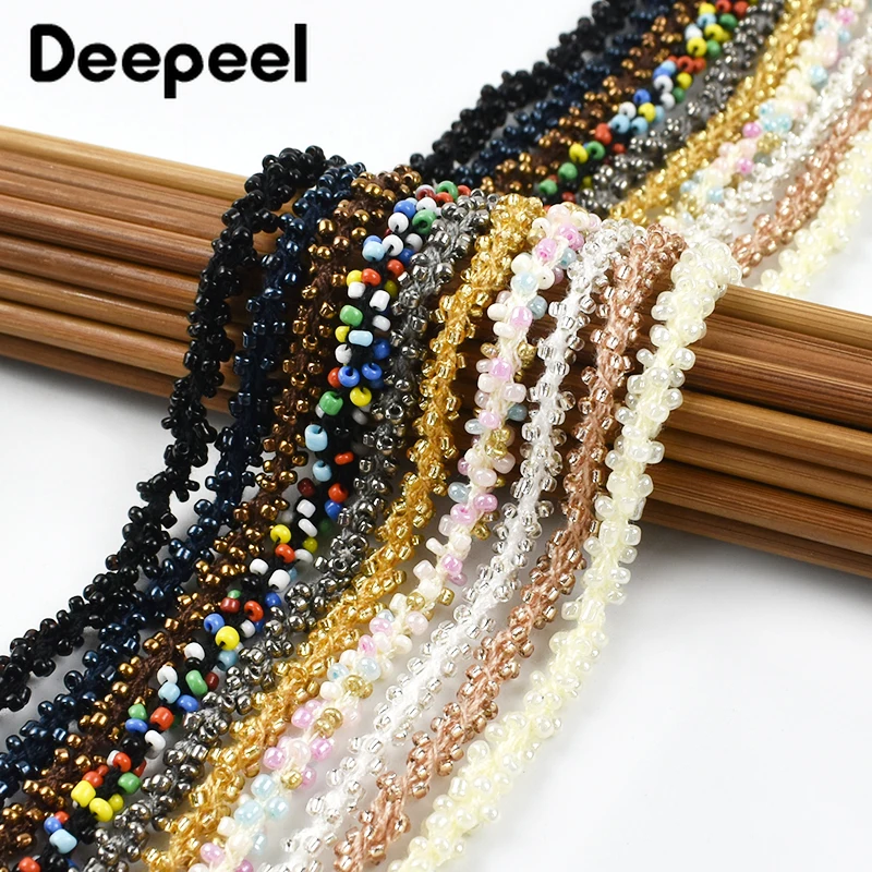 2/5/9M Deepeel 5mm Beaded Lace Trim for Sewing Clothes Trimmings Wedding Dress Curtain Laces Ribbon Decoration Hair Accessories