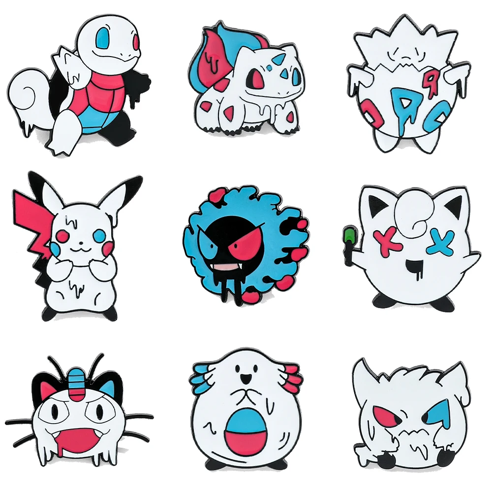 Classic Anime Brooch Cute Pikachu Squirtle Metal Pins Hard Enamel Pins Anime Games Fan Collect Badge for Kids Toys Gifts