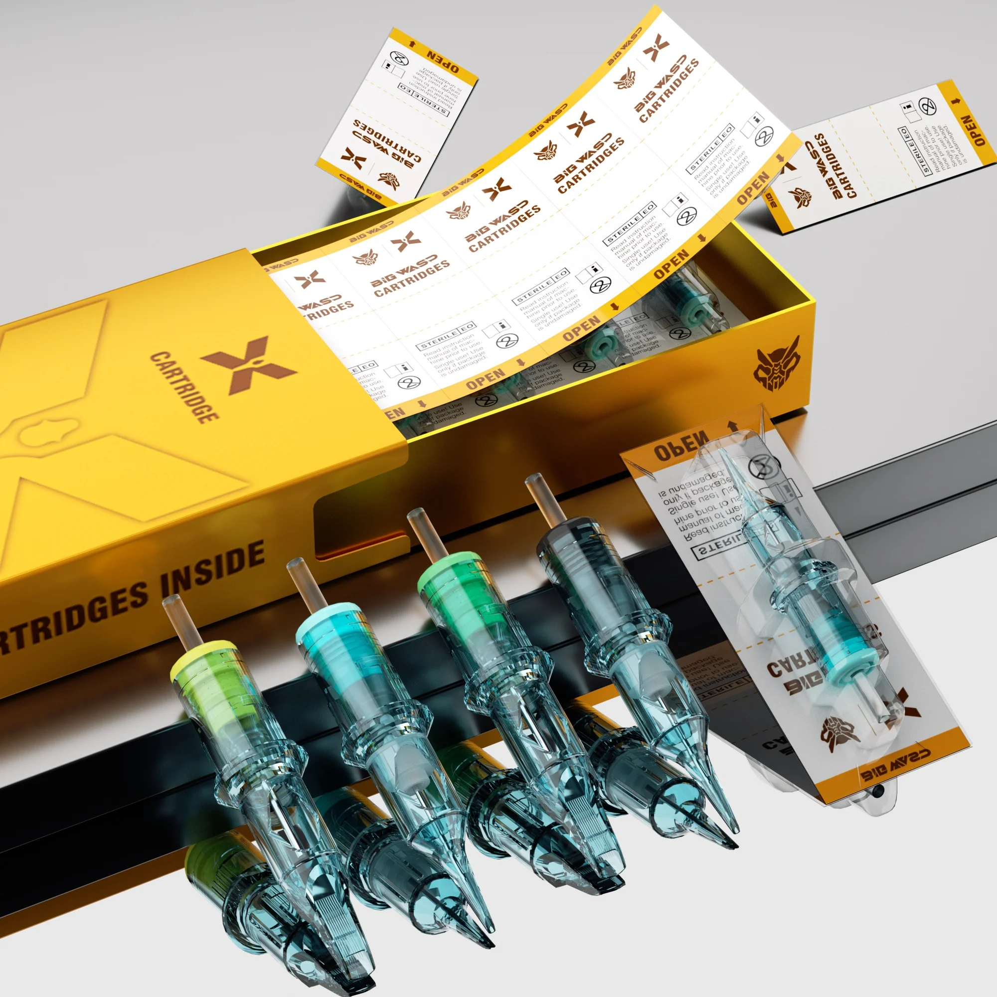 

Иглы для татуировок BIGWASP Blue Tattoo Cartridge, 20 шт./упаковка, одноразовые, стерилизованные, безопасные, RL RS RM M1, для тату-машинок, принадлежности для тату-мастеров