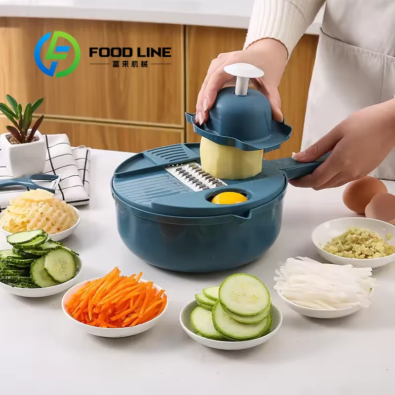 

Hot Sell Multifunctional 12 in 1 Handheld Vegetable Chopper Onion Cutter Potato Peeler Kitchen Fruits Slicer Vegetable Cutter