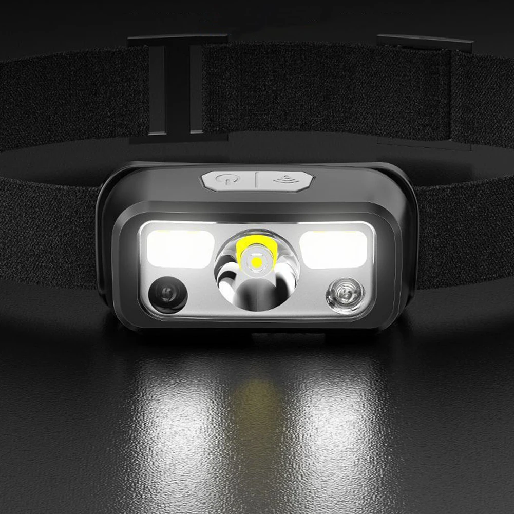 

Светодиодный рабочий фонарь с датчиком движения, зарядка через USB, легкий светодиодный налобный фонарь, 6 режимов освещения, двойной источник света для экспедиционной езды, рыбалки