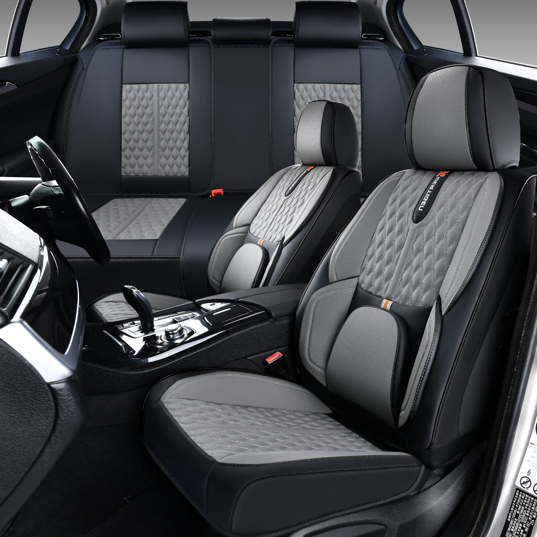 

Gray Car Seat Covers For Hyundai Santa/Elantra/Sonata, Compatible With Seat Airbags, Waterproof Leather, 5-Seat Full Set