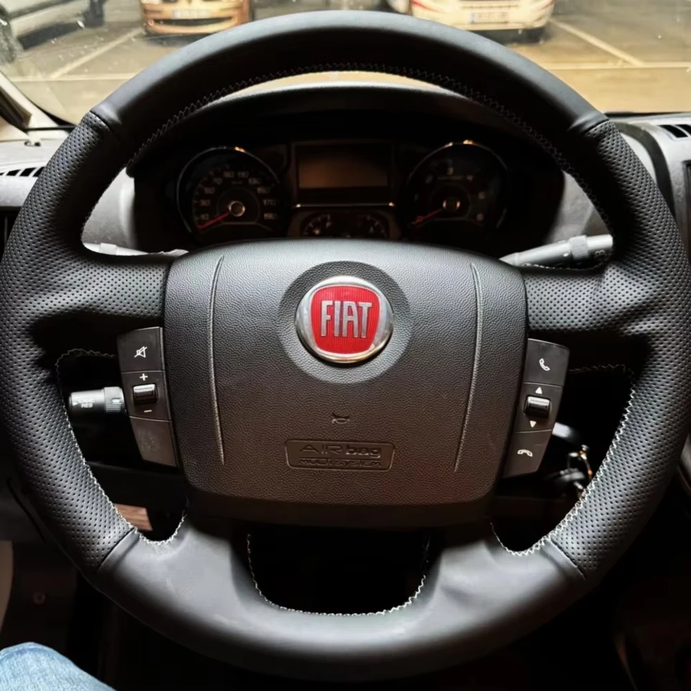 Customized Car Steering Wheel Braid Cover Hand Sewing Microfiber Leather For Fiat Ducato Peugeot Boxer Citroen Jumper Relay Ram