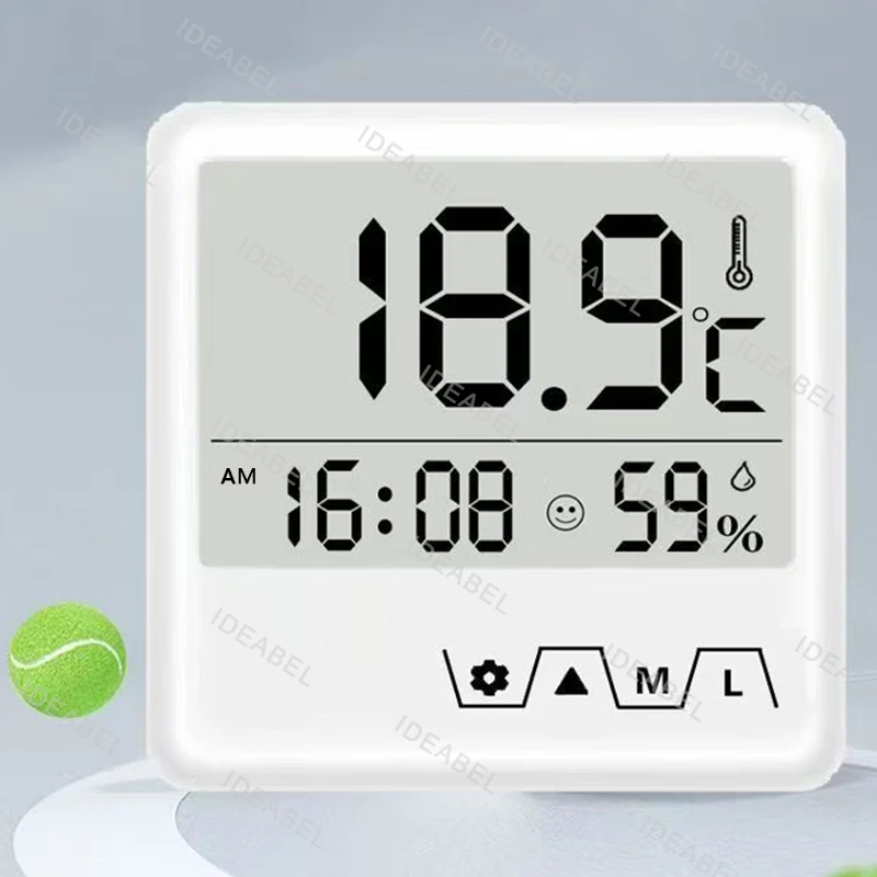 Household baby room temperature and humidity meter, Alarm Clock LCD digital screen wall-mounted or standing high-precision meter