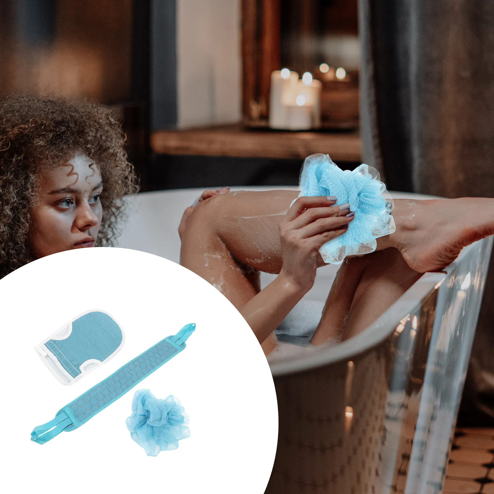 

Набор из 1 шт.: Отшелушивающая мочалка-скрабер для спины, двусторонняя перчатка для мытья тела, портативное полотенце для душа, домашняя сетчатая мочалка для ванны с эффектом пенообразования