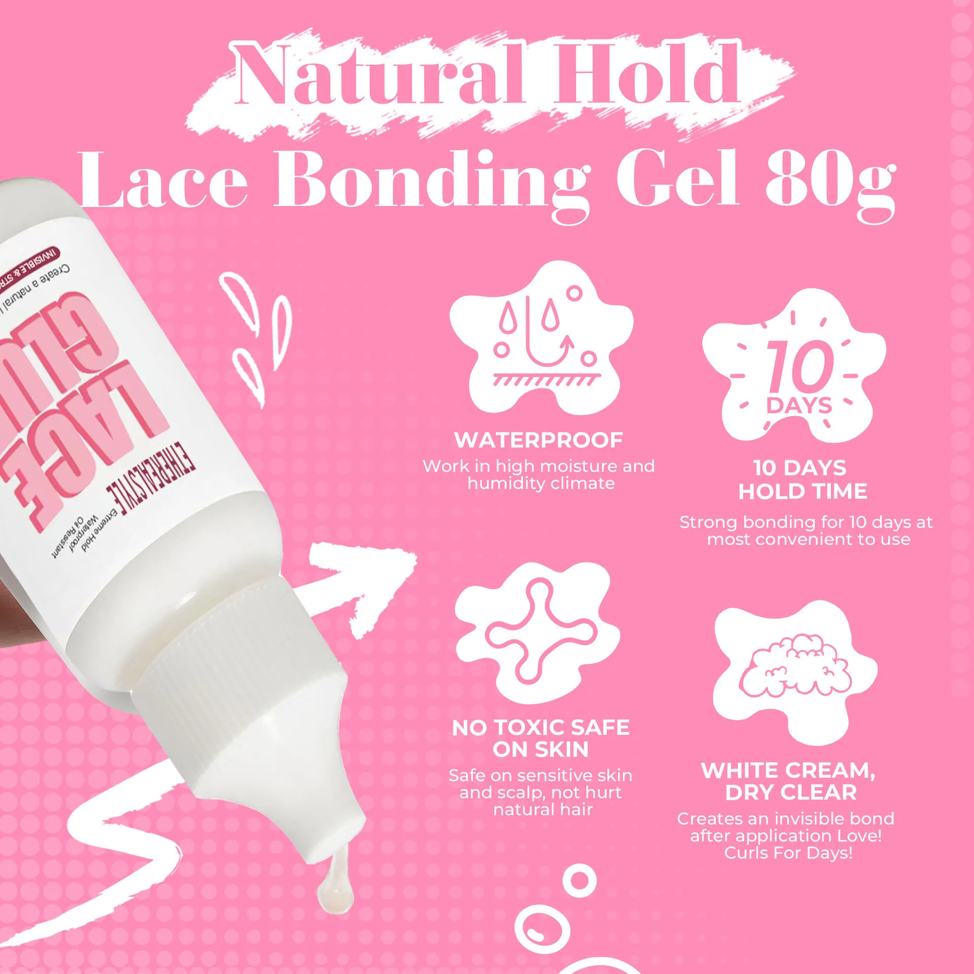 Lace Wig Glue, Waterproof Adhesive, Fast Drying, Securely Fixes Wigs, Lace Wigs and Front Closures, Unisex image 3