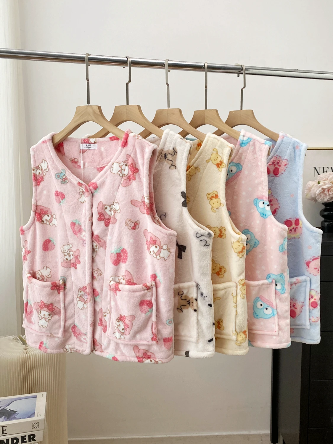 

Autumn Winter Women's Cardigan Sle Coral Fce Vest Warm Casual Home Leisure Faion Versatile Open Cardigan Polyester