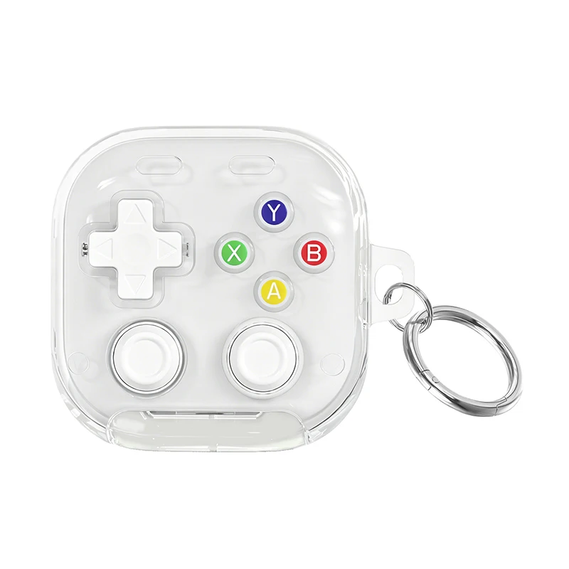 Gamepad Case for Samsung Galaxy Buds 4/4Pro Transparent Cover Shockproof Anti-Drop Wireless Earphone Protective Shell Keychain